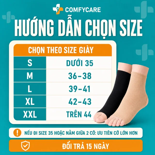 Hướng dẫn chọn size Tất Bàn Chân Cấp 2
